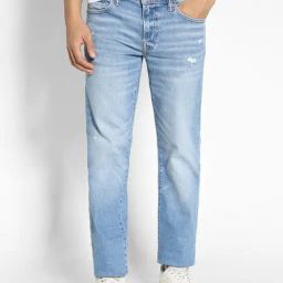 American Eagle Blue Cotton Straight Fit Distressed Jeans-picture-35