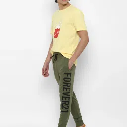 Forever 21 Green  Regular Fit Printed Joggers image 5