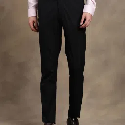 Turtle Black Slim Fit Self Design Trousers image 1