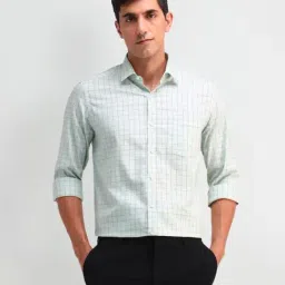 Arrow Green Slim Fit Checks Shirt-image-91