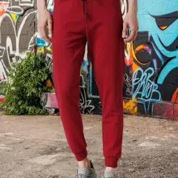 Bewakoof Maroon Mid Rise Joggers image 1