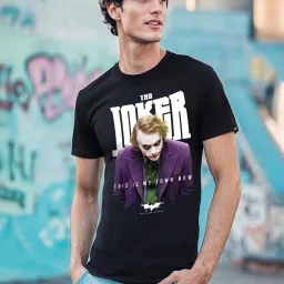 Bewakoof Black Regular Fit Graphic T-Shirt image 1