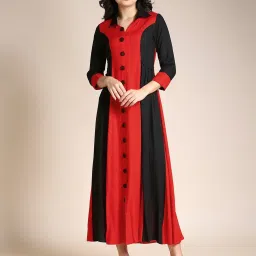 MADHURAM Red Rayon Solid Kurti image 1