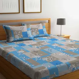 Klotthe Turquoise 400 TC Cotton Double Bedsheet with 2 Pillow Covers image 1