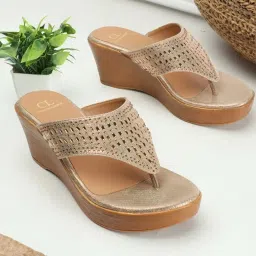 Carlton London Women's Rose Gold Thong Wedges image 1