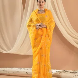 sutra attire Sutra¿Attire Yellow Chiffon Regular Fit Saree image 1