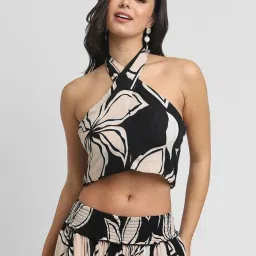 Forever 21 Black Printed Crop Top image 1