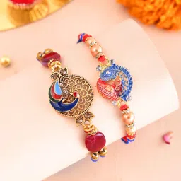 Aapno Rajasthan Beautiful Set of 2 Peacock Designed Rakhi image 1