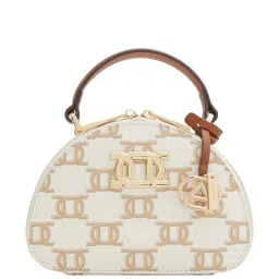 Aldo White & Brown Printed Small Handbag image 1