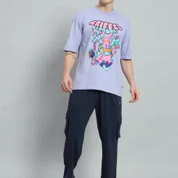 Griffel Mauve Cotton Loose Fit Printed Co-Ord Set image 1