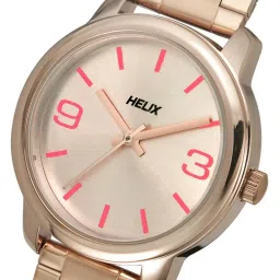 Helix By Timex Rose Gold Round Dial Analog Brass Women Watch - TW048HL07 image 3