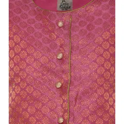 A Little Fable Kids Pink & Green Printed Top, Lehenga with Dupatta image 4