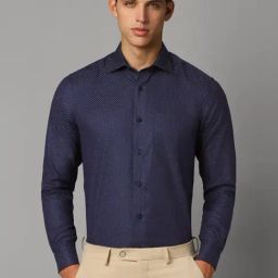 Louis Philippe Navy Regular Fit Texture Shirt-picture-6