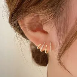 kazare Set Of 2 Rhodium-Plated Pearls Studded Enamelled Floral Shaped Studs image 3