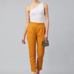 Marie Claire Mustard Mid Rise Regular Fit Trousers image 4