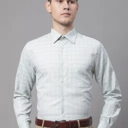 Cantabil Light Green Regular Fit Check Shirt image 1