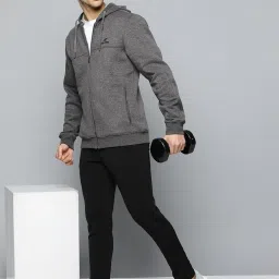 ALCIS Dark Grey Regular Fit Sports Hooded Jacket image 5