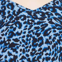 Clovia Blue Printed Cotton Top With Pyjama image 4