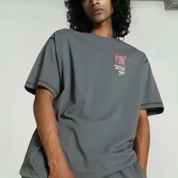 Puma Downtown Dark Grey Relaxed Fit Printed Crew T-Shirt-image-21