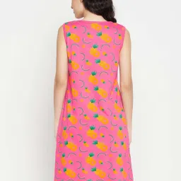 Clovia Pink Printed Cotton Night Dress image 2