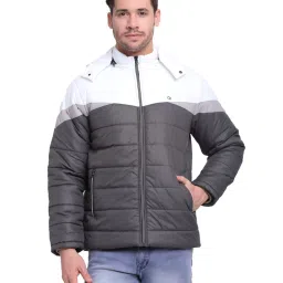Cantabil Grey & White Colour-Block Quilted Jacket image 1