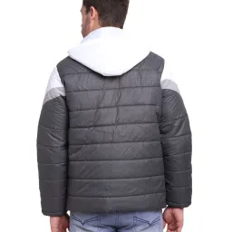 Cantabil Grey & White Colour-Block Quilted Jacket image 2