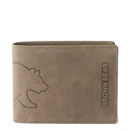 Brown Bear Grey Casual Leather Rfid Bi-Fold Wallet for Men image 1
