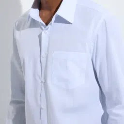 WES Formals by Westside White Striped Slim-Fit Cotton Shirt image 4
