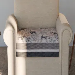 Fashion Throw Beige & Grey Printed Velvet 1 Piece Sofa Cover-image-61