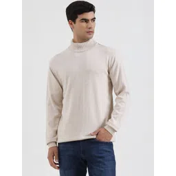 JADE BLUE Men High Neck Pure Cotton Regular Fit Sweaters-picture-30