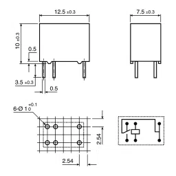 RS PRO Signal Relay PCB Mount 12 V DC Coil 2A Switching Current Model No. 476725 image 4