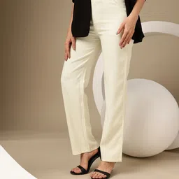 Chemistry Women Relaxed Straight Fit High-Rise Linen Trousers-image-90