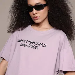 The Roadster Lifestyle Co. Women Printed Pure Cotton Boxy T-shirt-image-55