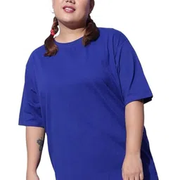 Funday Fashion Women Plus Size Solid Round Neck Cotton Oversized T-shirt-picture-29