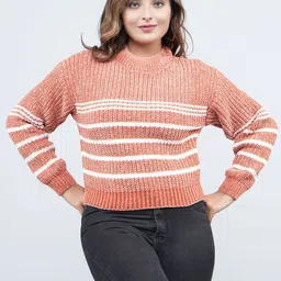 FEVERFEW Women Striped Pullover Sweaters-picture-17