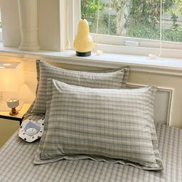 JC HOME Grey 140 TC Queen Bedsheet with 2 Pillow Covers image 3