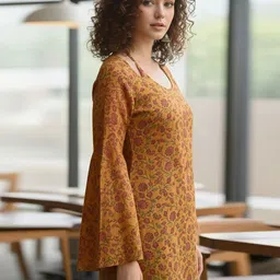 Moda Rapido Women Floral Printed Flared Sleeves Indie Prints Kurta image 4