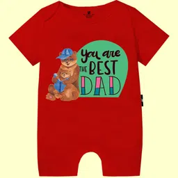 The Peppy Tend 100% Cotton Fathers Day Theme Half Sleeves You Are The Best Dad Text Printed Romper - Red-picture-11