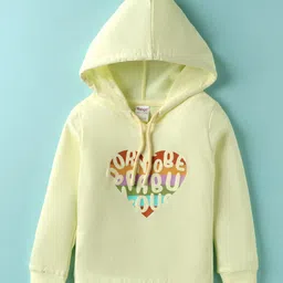 Tango Looper Knit Full Sleeves Hooded T-Shirt with Born to be Fabulous Text Print - Lemon Yellow-picture-17