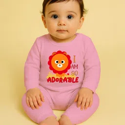 The Peppy Tend 100% Cotton Knit Full Sleeves I Am So Adorable Text Printed Romper - Pink-picture-39