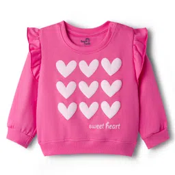 Doodle Poodle 100% Cotton Knit Full Sleeves Sweatshirt With Heart Print - Pink-picture-16