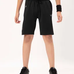 Technosport Knit Solid Dry Fit & Breathable Sports Shorts With Techno Guard - Black-picture-11