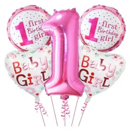 Bubble Trouble Baby girl pink themed Foil balloons Pack of 5-image-77