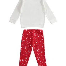 iDO Italy Interlock Full Sleeves Top and Bottomwear Penguin Print - Cream image 3