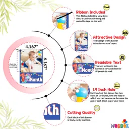 WOBBOX Photo Banner Dino Theme 1 to 12 Month Banner, Photo Banner for First Birthday, Photo Banner New Born to 12 Months image 2