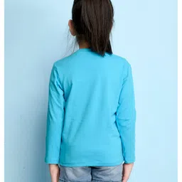 NUSYL Cotton Blend Full Sleeves Mamas Girl Text Printed Tee - Sky Blue image 3