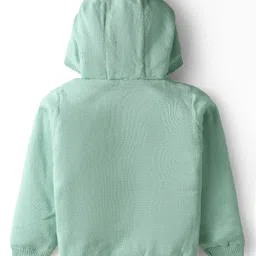 Babyhug Knit Full Sleeves Hooded Front Open Sweater with Ear Applique - Sea Green image 2