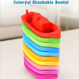 Babyhug Bath Time Floating Boats| Bath Toys for Kids| 10 Boats| Multi-Color Toddler Activity Toy| Baby Tub Toy image 2