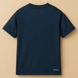 ADIDAS KIDS Knit Half Sleeves T-Shirt with Brand Logo Graphic & Tape Detailing - Navy Blue image 3