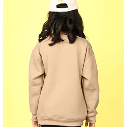 NUSYL Fleece Knit Full Sleeves Doughnut Text Printed Light Winter Sweatshirt - Beige image 3